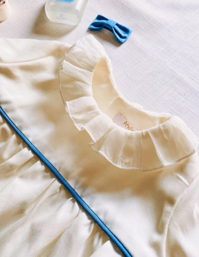 Col en organza blanc - robe de cortège de mariage pour bébé